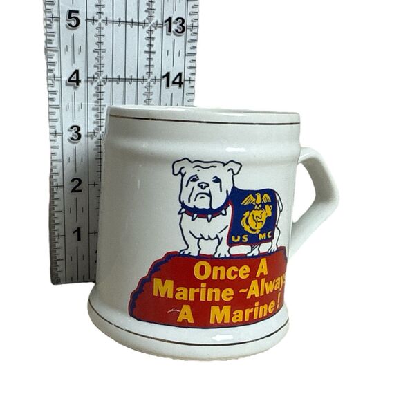Vintage USMC Bulldog “Once A Marine Always A Marine” Ceramic Mug - Picture 2 of 6